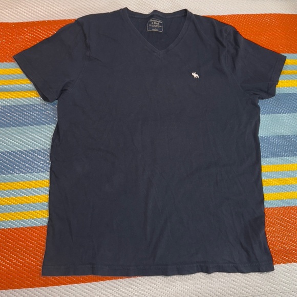 Abercrombie & Fitch Moose Chest Logo Dark Blue Tee Men’s Size Large - Picture 1 of 3